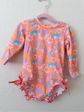 Ruffle Butts Floral Long-Sleeve One-Piece Swimsuit
